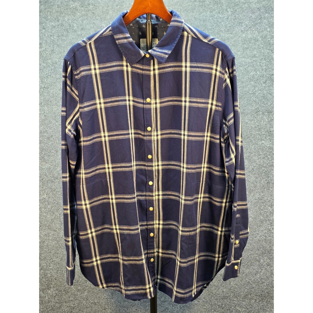 Jachs Girlfriend Shirt Mens XL Blue Excellent Plaid Pearl Snap Western Pockets